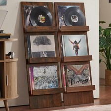 Wall Mount Vinyl Record Holder Set of 2 with 3 Tier Display Area