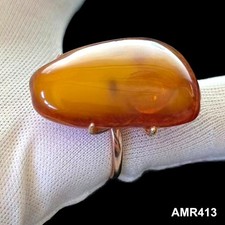 Vintage European Natural Baltic Amber Rings, Size adjustable