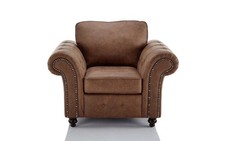 Modulux | Oakland Arm Chair Faux Leather Sofa Tan ( Buy 2 Get Free Foot Stool )