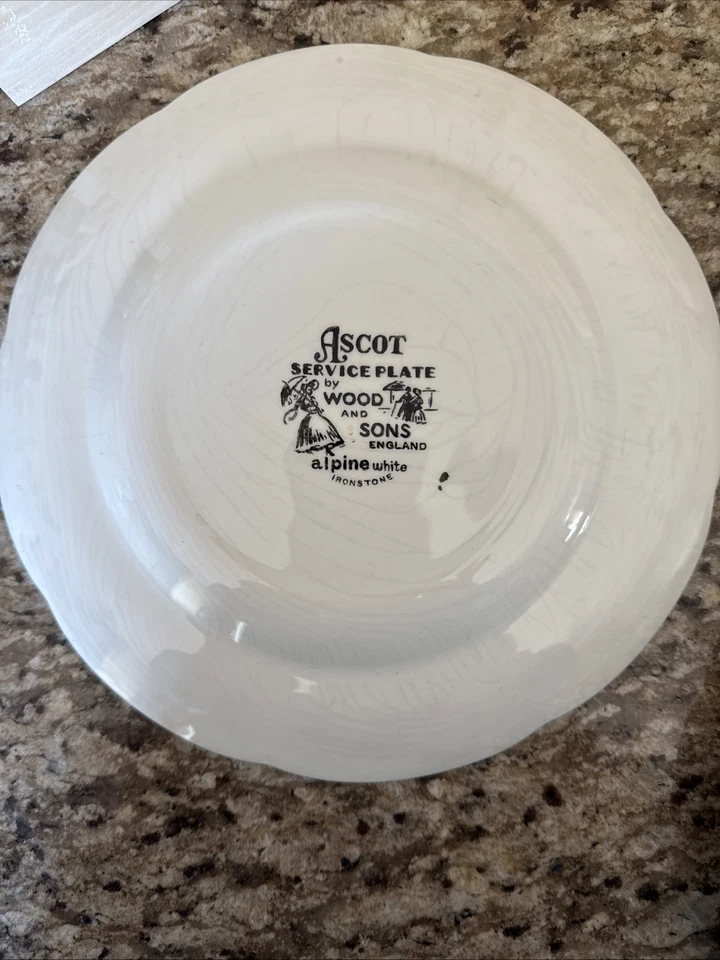 Vintage Ascot Service Plates by Wood and Sons, England, Complete Set Of 4 - Image 3 of 4