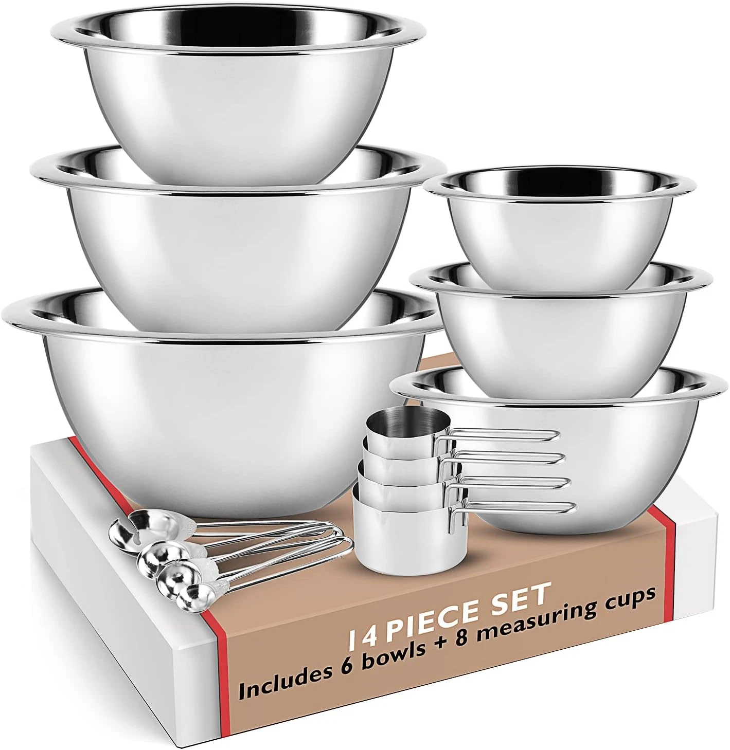 Stainless Steel Mixing Bowls - Mixing Bowl Set of 6 - Mixing Bowl Sets for Kitch