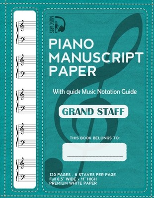 Piano Manuscript Paper with quick Music Guide Grand Staff