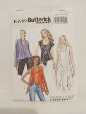 Butterick 4989 Plus Size Loose Tops and Camisole Misses Sz Xs  S Med Pattern New