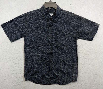   Hype Black Floral Vines Button Down Men s Shirt Size 14 short Sleeve ￼