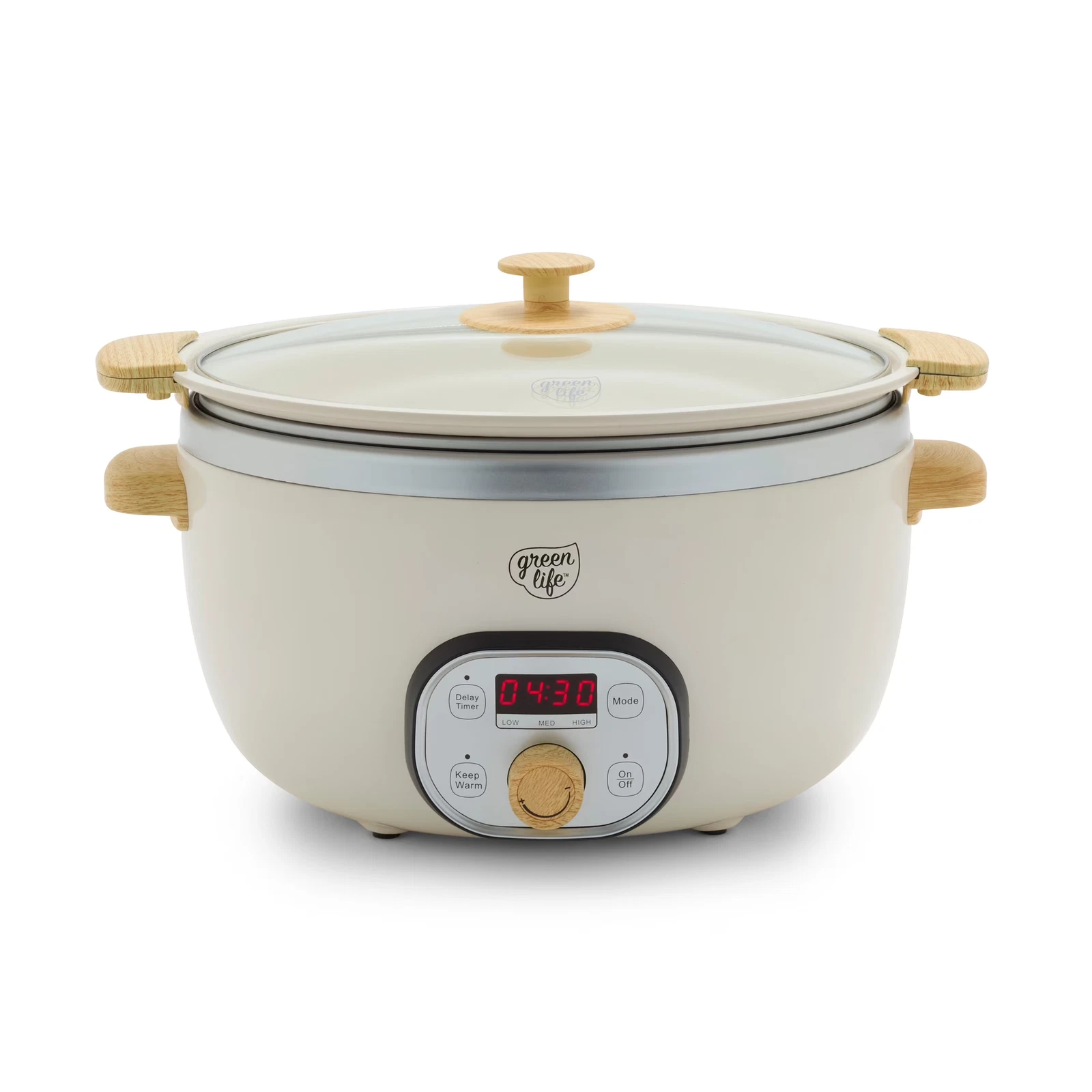 6 Quart Non Stick Family Meal Slow Cooker with Removable Pot, Cream