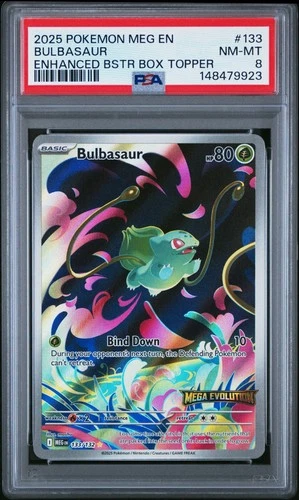 Pokemon Mega Evolutions Bulbasaur 133/132 Enhanced Topper Promo Stamped PSA 8