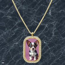 Gorgeous Cute Dog Puppy Pendant Necklace Graphic Design Elegant Gold Tone