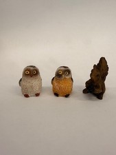 Set Miniature resina gufo bianco gufo marrone scoiattolo h 10 mm