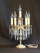 Superbe Rare Grosse Girandole 1930 6 Feux Laiton Pampilles Chandelier Top+++  