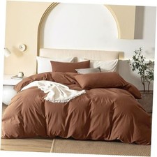 100 Washed Cotton Duvet Cover Set 3 King 104"x90" Burnt Orange no Comforter