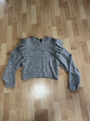 grauer Wollpullover mit Rüschen; Größe XS Damen II H&M