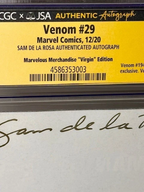 Venom No29 CGC x JSA 9.8 | Вариант Virgin с автографом Сэма Де Ла Розы | Marvel🔥 - Изображение 4 из 4