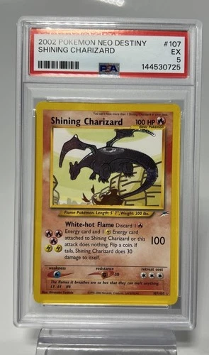 2002 POKEMON NEO DESTINY #107 SHINING CHARIZARD PSA 5 - Very Clean Overall