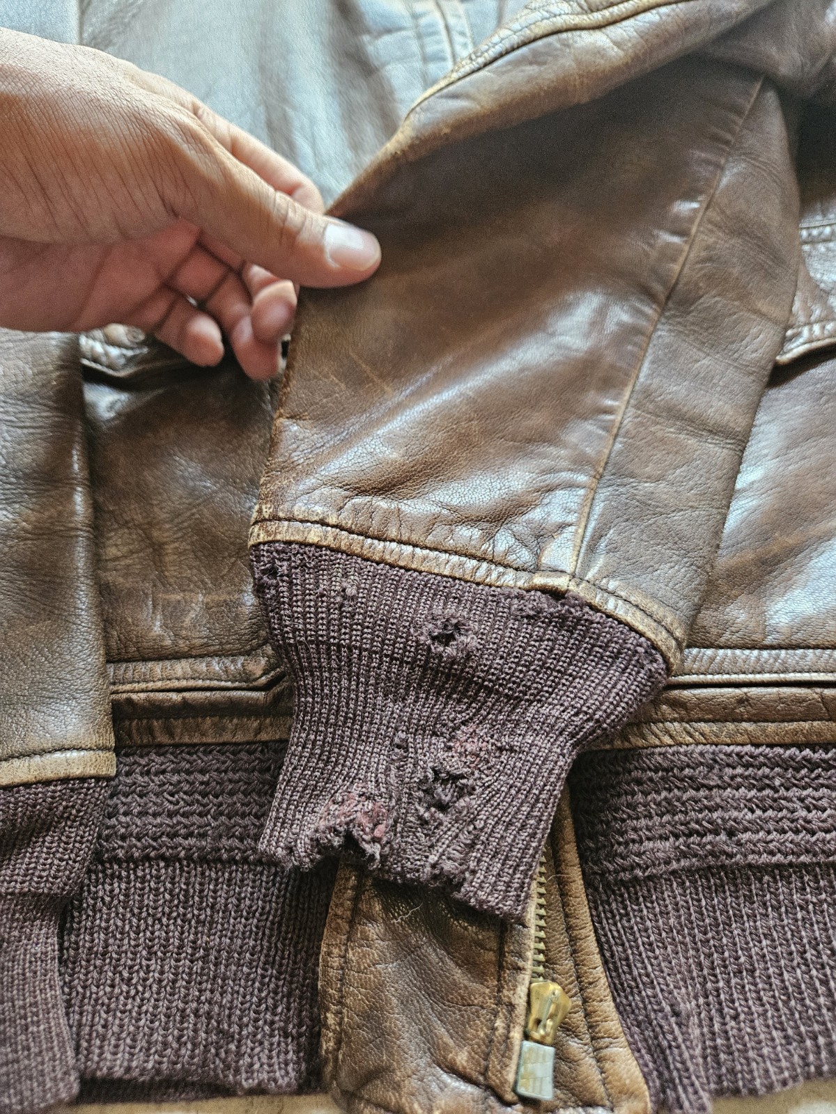 1940s WWII USN Leather Flight Jacket  Patchwork - image 7