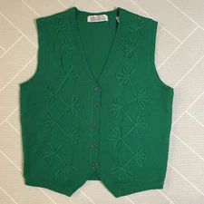 Vintage)Karen Scott Grandma-core Green Knit Sweater Vest Women’s Size M