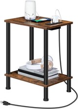 HOOBRO Side Table with Charging Station, Small End Table with USB Port and Outle