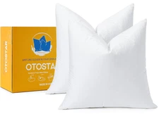 Otostar 2 Pack down & feather throw pillow inserts 18x18in w/ 100% cotton cover