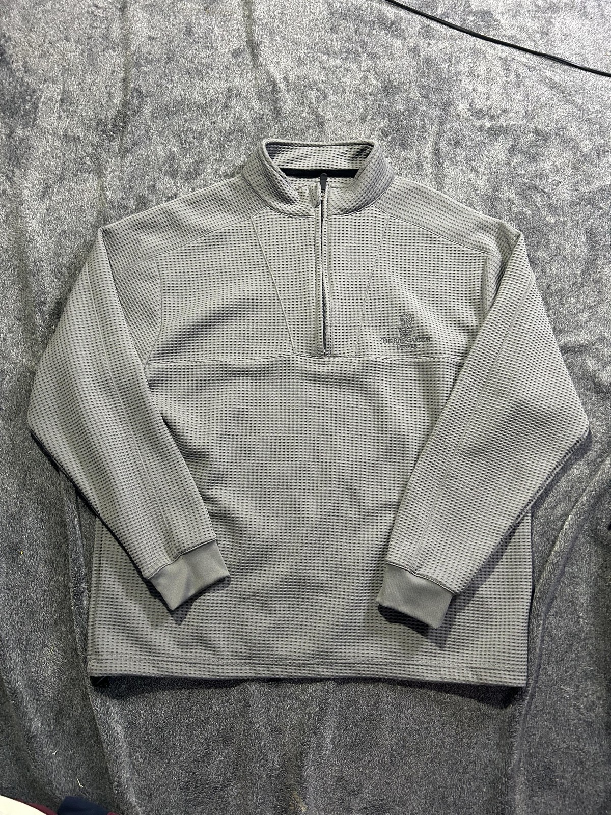 Straight Down Pullover Mens Medium Gray Waffle Qu… - image 1