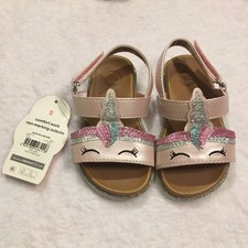 Wonder Nation Unicorn Sandals Toddler Girls 3 Pink NWT Glitter Rainbow Metallic