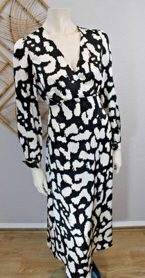 NEU  NEW LOOK  luftiges Maxi Blusen Kleid 40 schwarz weiß Muster Print  