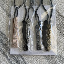 Set of 4 Women's Multicolor Headbands Beaded Rhinestone Leaf Accents