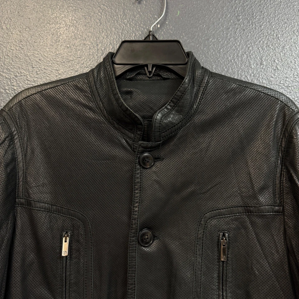 Giorgio Armani 48 Mujer Negro AGNELLO-CORDERO Piel Chaqueta Cuero Colección 09’s Foto 2 de 4