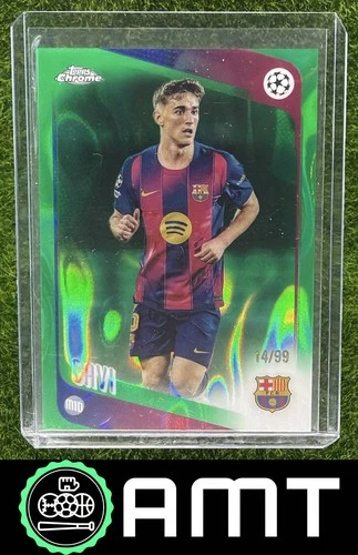 Gavi 2025-26 Topps Chrome UEFA CC Green Lava Refractor 14/99 FC Barcelona #132