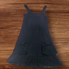 Juicy Couture Dress Women's Small Black Sleeveless Pleated Tiered Bows Casual