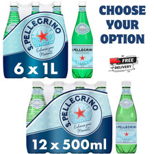 San Pellegrino Sparkling Water 12x500ml  6x1L Bottled Natural Mineral Water UK