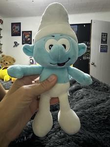 The Smurfs Blue Smurf Plush Stuffed Animal White Hat Soft Toy Pre-Owned