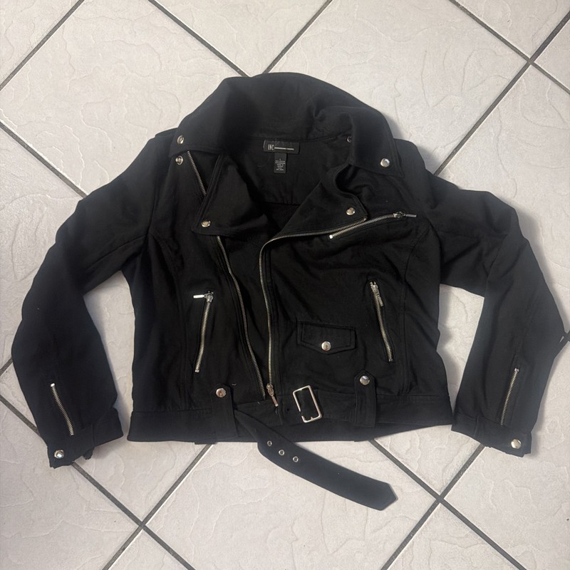 INC international concepts Women’s Size L Moto Jacket Black Asymmetric 