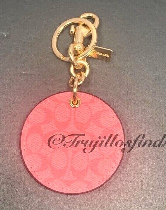 Coach Pink Lemonade Signature Mirror Bag Charm Keyring Fob