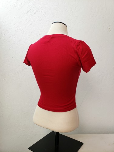 Women Basic Casual Stretch Ribbed Short Sleeve Crew Neck Crop Top Shirt RT52541 - Picture 18 of 21
