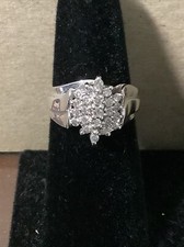 .50 Ct. Diamond Ring 10 K White Gold Cluster Cocktail Size 7