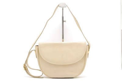 Yves Saint Laurent Shoulder Bag YSL Leather White Vintage Authentic