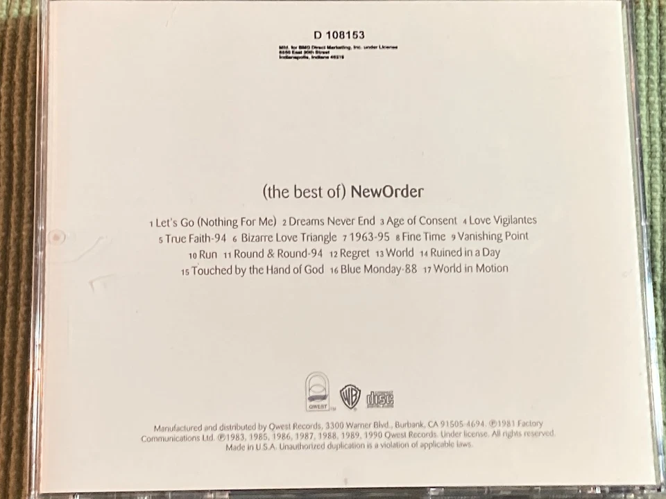 NEW ORDER THE BEST OF 17 TRACK CD FREE SHIPPING Foto 2 de 2