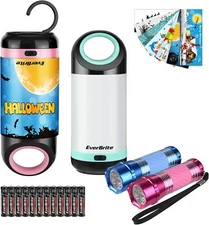 EverBrite 2 Mini Camp Lanterns&2 Mini Flashlights w7 Pcs Stickers portable