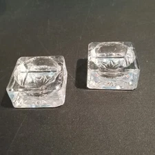 Set Of 2 SALT CELLARS Square Flowered Bottom Design