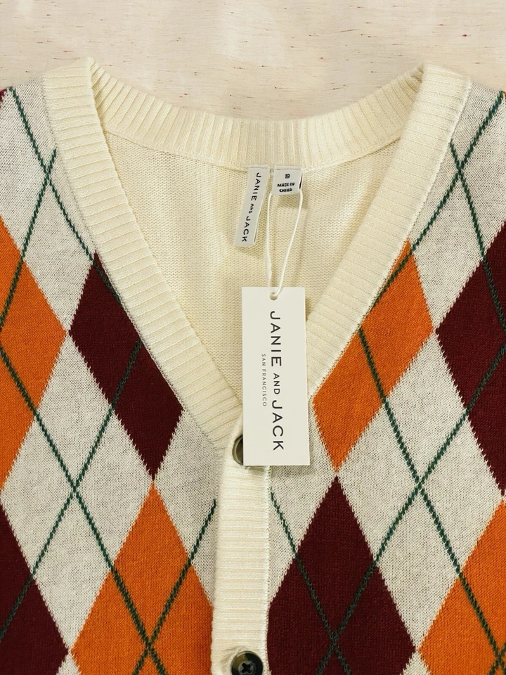 Cárdigan Suéter Janie And Jack Boy Argyle 18 Años Nuevo con Etiquetas Foto 2 de 4