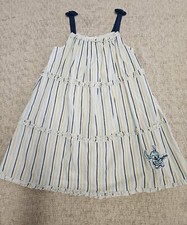 Disney Parks Kids Girls Cute Applique Stitch Striped Cotton Tank Dress Multi 7/8