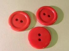 NEW 25 3/4  INCH ATOM RED  POLISHED BUTTON 2 HOLE W/RIM