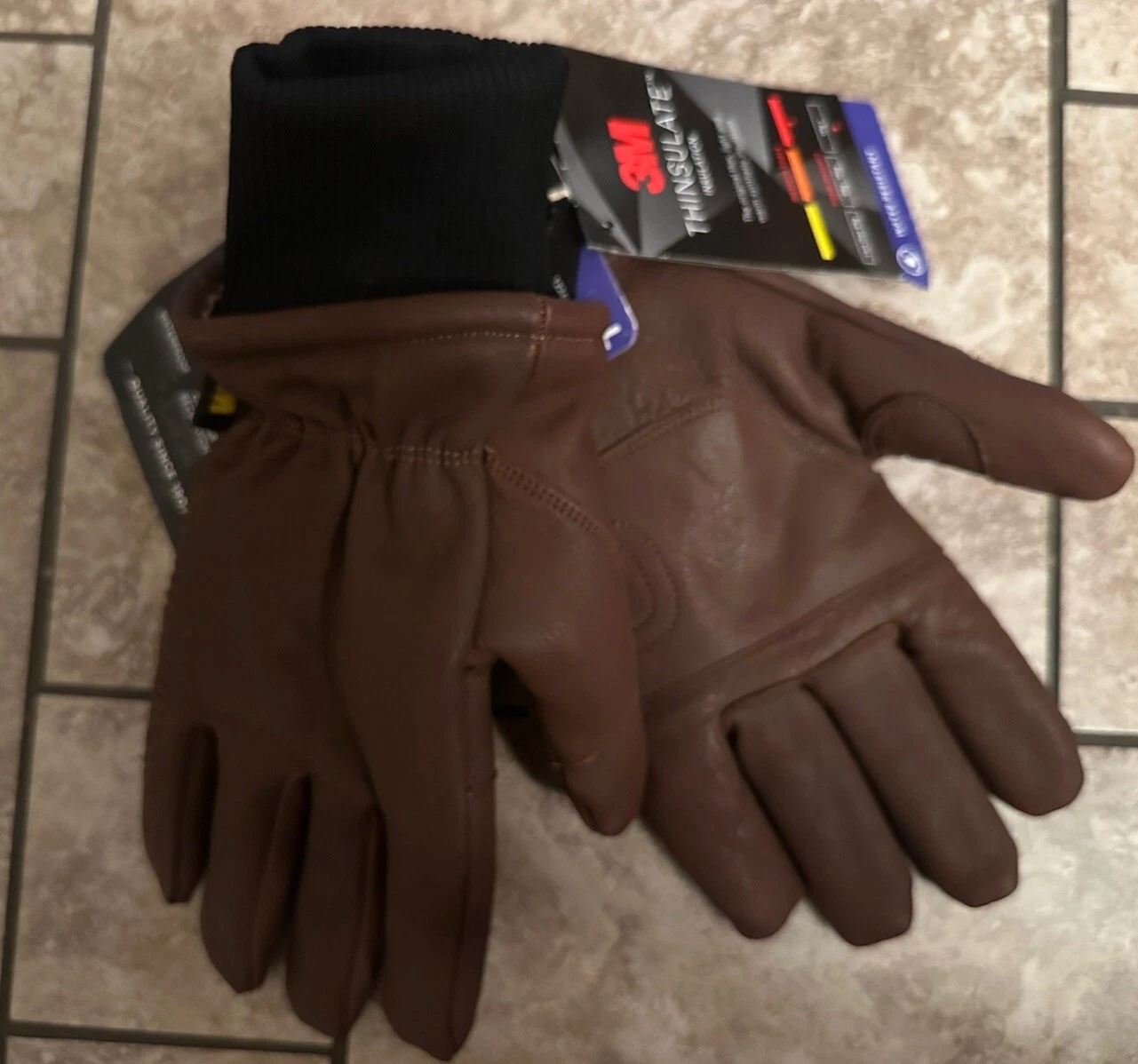 NWT Mens Large Wells Lamont Hydra Hyde Cold Weather Leather Gloves Brown 1224-L