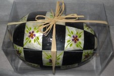 Mackenzie Childs VIOLET EGG BOX Black  White Squares - New Old Stock