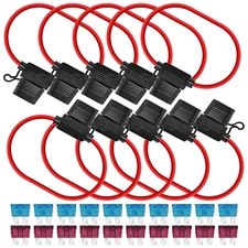 Muhize Inline Fuse Holder, 10 Pcs 12V Waterproof Automotive Fuse Taps, 12 Gauge 