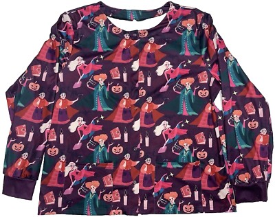 Hocus Pocus Scrub Jacket Large Women’s Uniform Long Sleeved Halloween  Medical