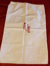 Vintage 1940's HANDMADE EMBROIDERED CANVAS DRAWSTRING LAUNDRY BAG W/MONOGRAM