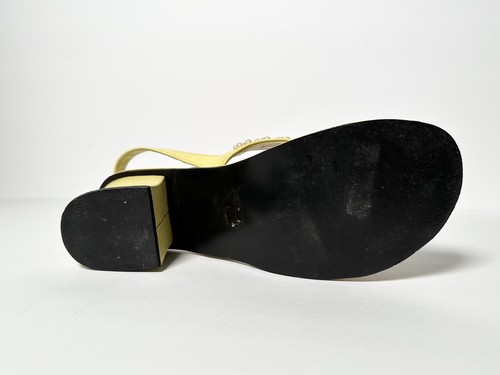 Vintage 1960s 1970s Vagabonds Pearl Beaded Satin Ball Sandal Heel Shoes Yellow 7 - Picture 14 of 22