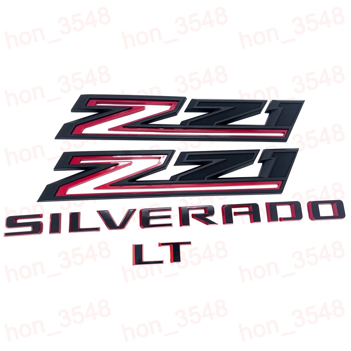 2PCS Black/Red Gloss 2019-2021 Silverado Z71 Emblem Badge Nameplate