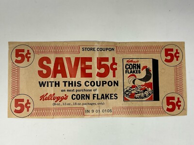 Vintage 1969 Kellogg's Corn Flakes 5 Cent Store Coupon - Good Condition, Cereal