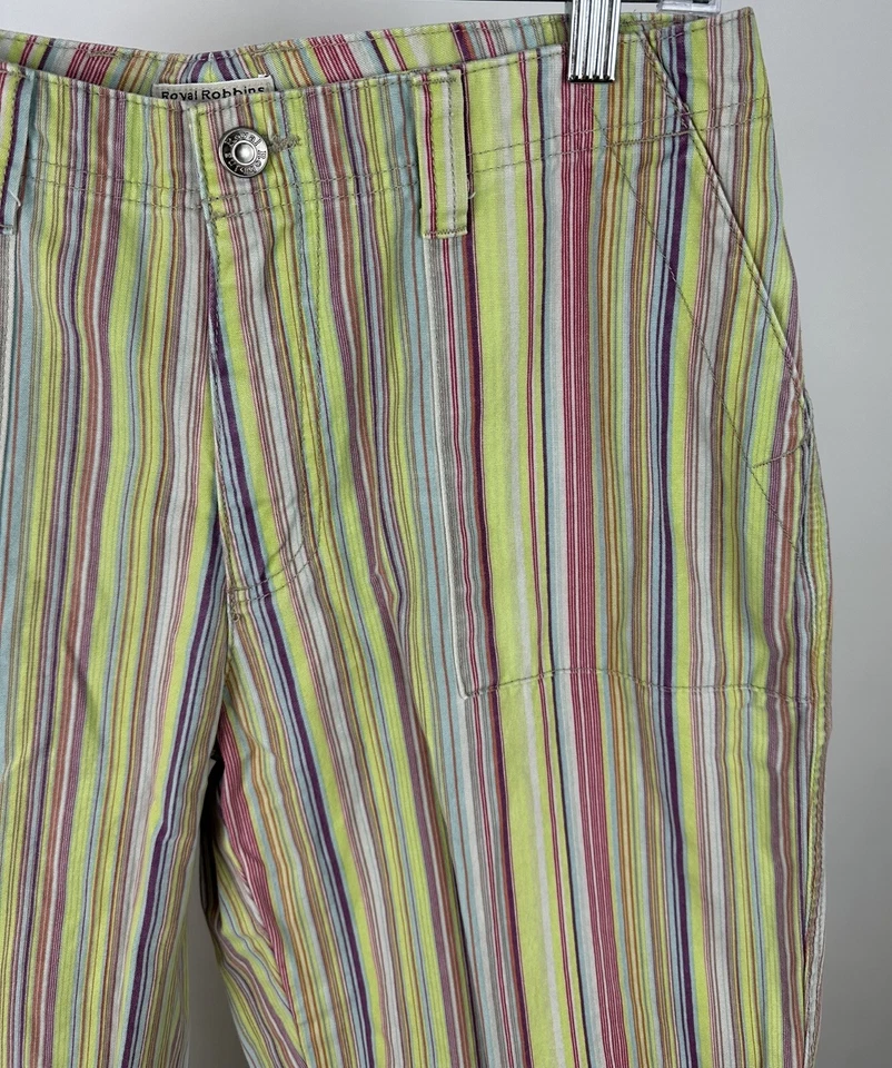 Pantalones Capri Vintage Y2K ROYAL ROBBINS 31x24 REALES Coloridos Rayas Lima Senderismo  Foto 3 de 4